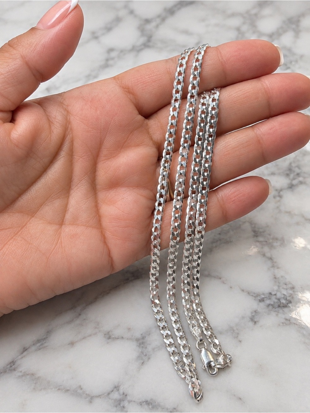 925 Sterling Silver 24” 4mm Cuban Curb Chain Necklace Italy Unisex